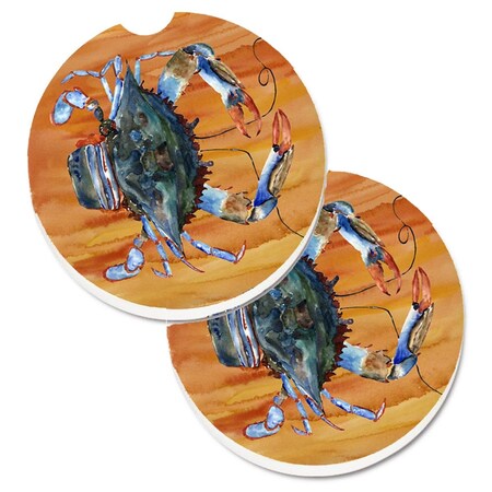 Carolines Treasures Crab Set of 2 Cup Holder Car Coaster 8144CARC
